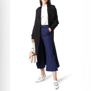 Like New Harris Wharf London Beige Pressed Virgin Wool Trench Coat In Dark Navy